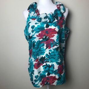 The Limited Turquoise Floral Shell Blouse